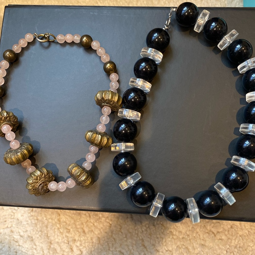 Two Vintage Womens Chunky Chokers Necklace